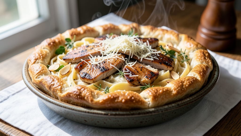 American Cafe Smoked Chicken Pasta Pie Recipe: Smoky-Spiced Comfort with Crispy Top Layer