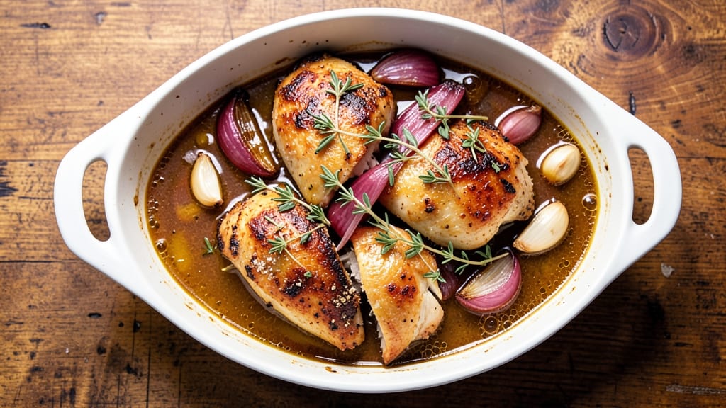 Baked Chicken in Broth Recipe: Savory Poached Crispiness Without the Mess
