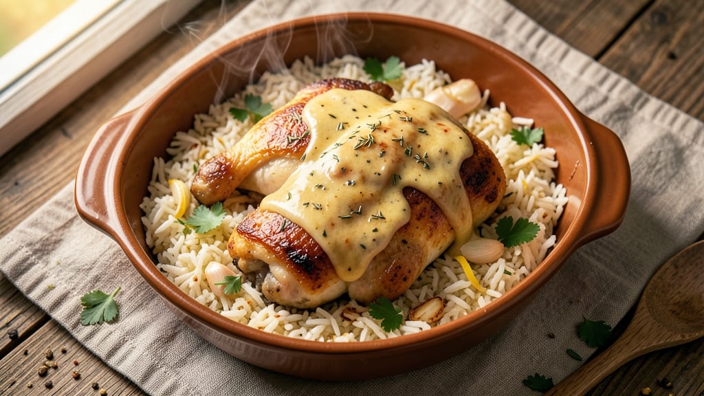 Baked Smothered Chicken and Rice Recipe: One-Pot Creamy Gravy Magic