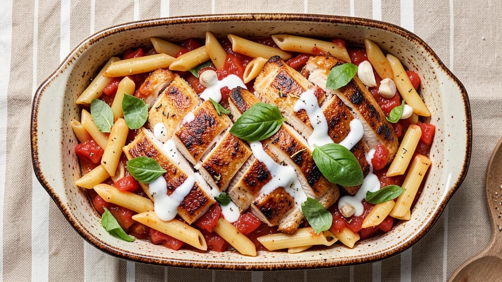 Baked Chicken Pasta Dishes Recipe: One-Pan Creamy Tomato and Herb Masterpiece