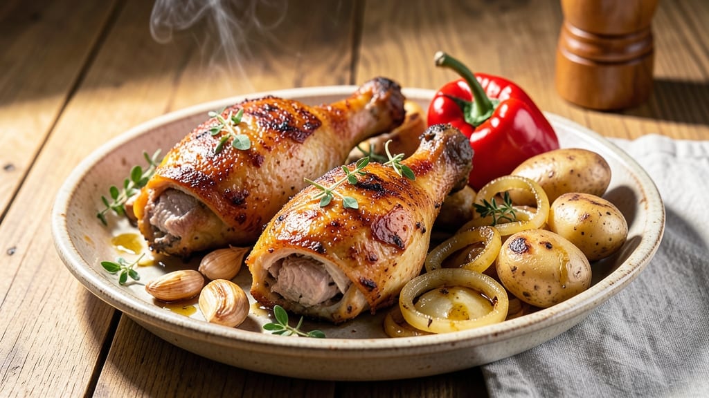 Baked Chicken Legs With Vegetables Recipe: One-Pan Crispy Skin and Vibrant Veggie Harmony