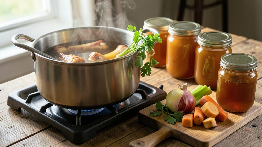 Chicken Broth Canning Recipe: Sterilized Glass Jars for Long-Term Flavor