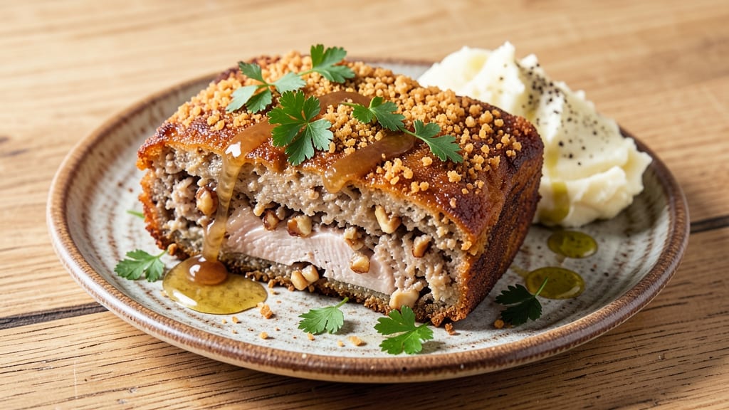 Chicken Meatloaf Recipe: Juicy Walnut-Crusted Loaf With Tomato Gravy