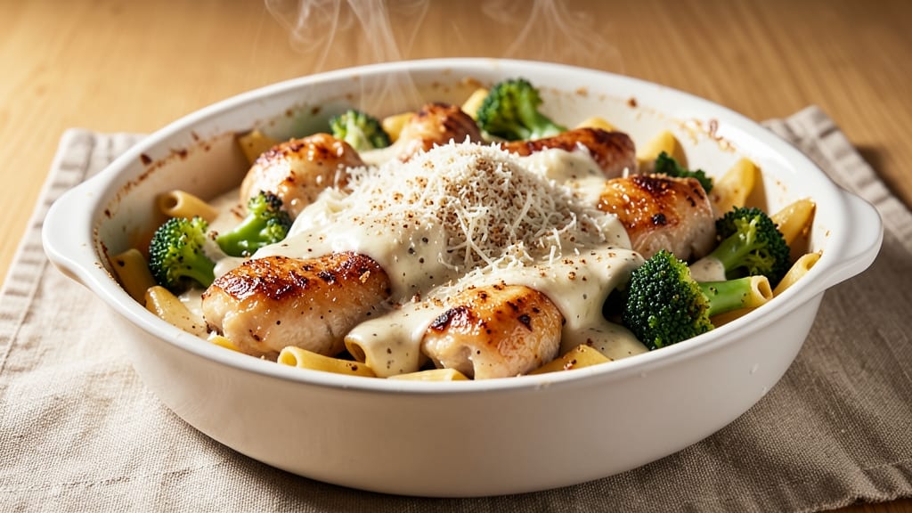 Baked Chicken Broccoli Ziti Alfredo Recipe: One-Pan Creamy Pasta With Juicy Chicken
